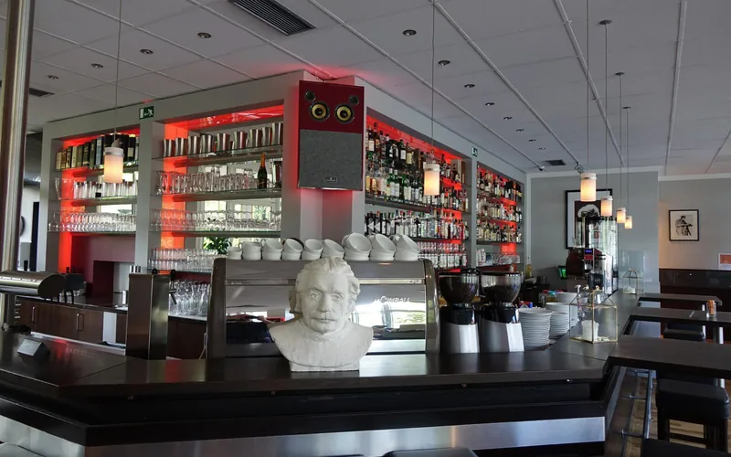 Einstein Büste an der Bar im Restaurant Ulm